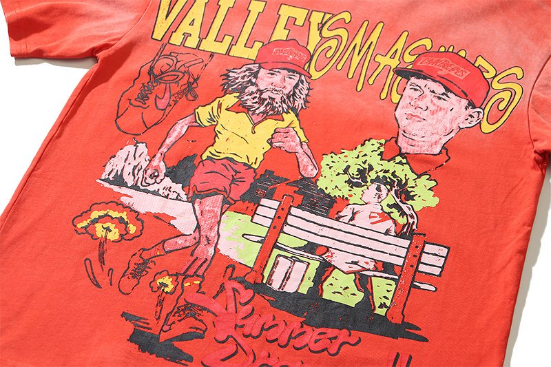 VALE USA Washed Red Graphic T-Shirt — detail