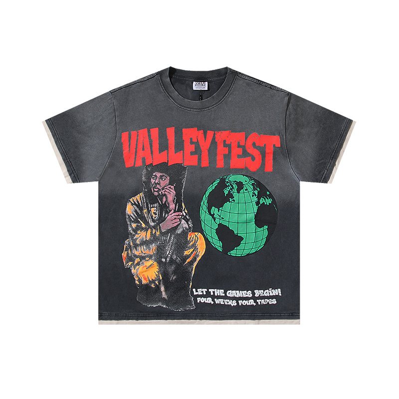 VALE USA Fest Graphic Washed Black T-Shirt — front