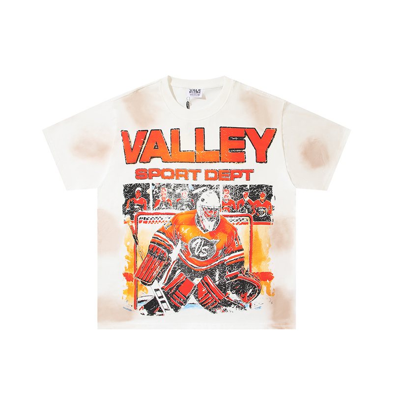 VALE USA Washed Cream Hockey Graphic T-Shirt — hero