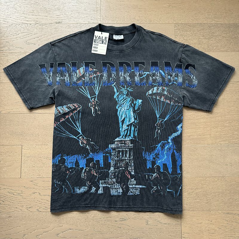 VALE USA Washed Black Graphic T-Shirt — hero