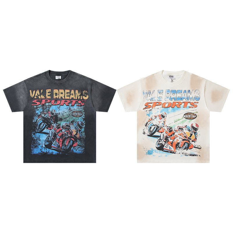 VALE USA Motorcycle Graphic Washed T-Shirt — comparison
