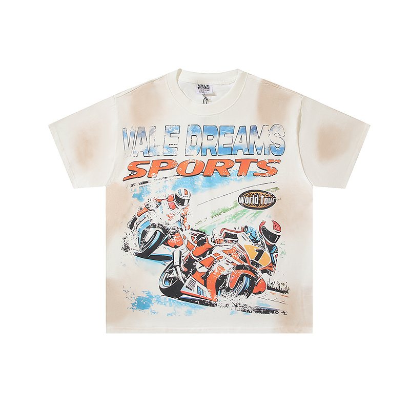VALE USA Motorcycle Graphic Washed T-Shirt — front