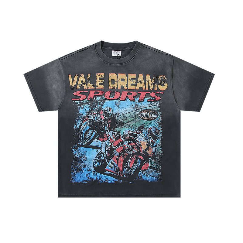 VALE USA Motorcycle Graphic Washed T-Shirt — hero