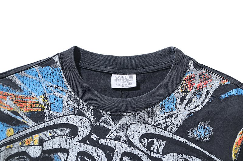 VALE USA Washed Black Graphic T-Shirt — detail