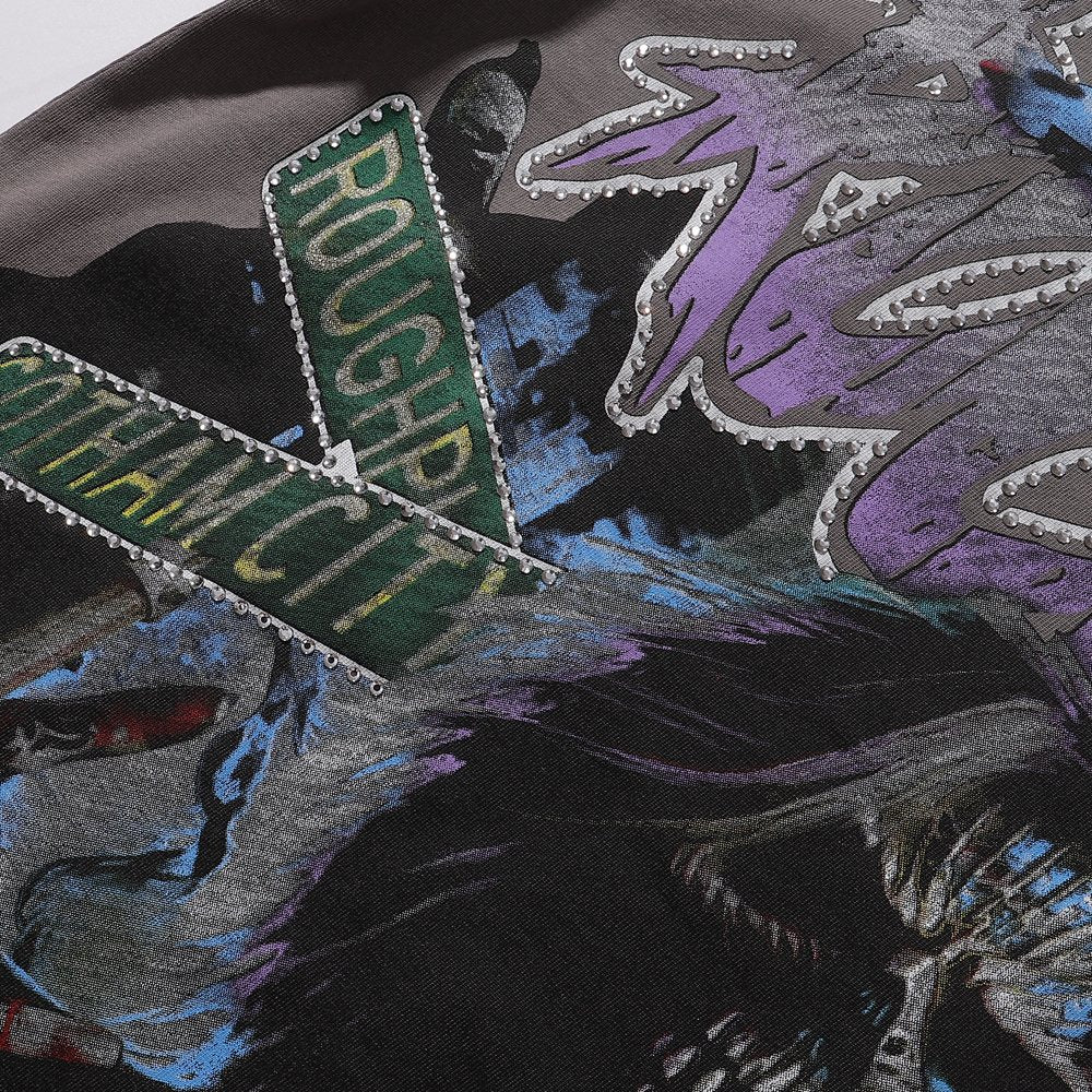 Rough Play Skeleton Rapper Graphic Short-Sleeve T-Shirt — detail