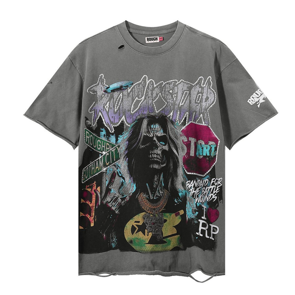 Rough Play Skeleton Rapper Graphic Short-Sleeve T-Shirt — hero
