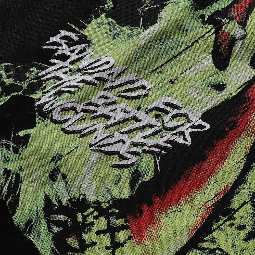 Rough Play Skeleton Graphic Distressed T-Shirt — detail