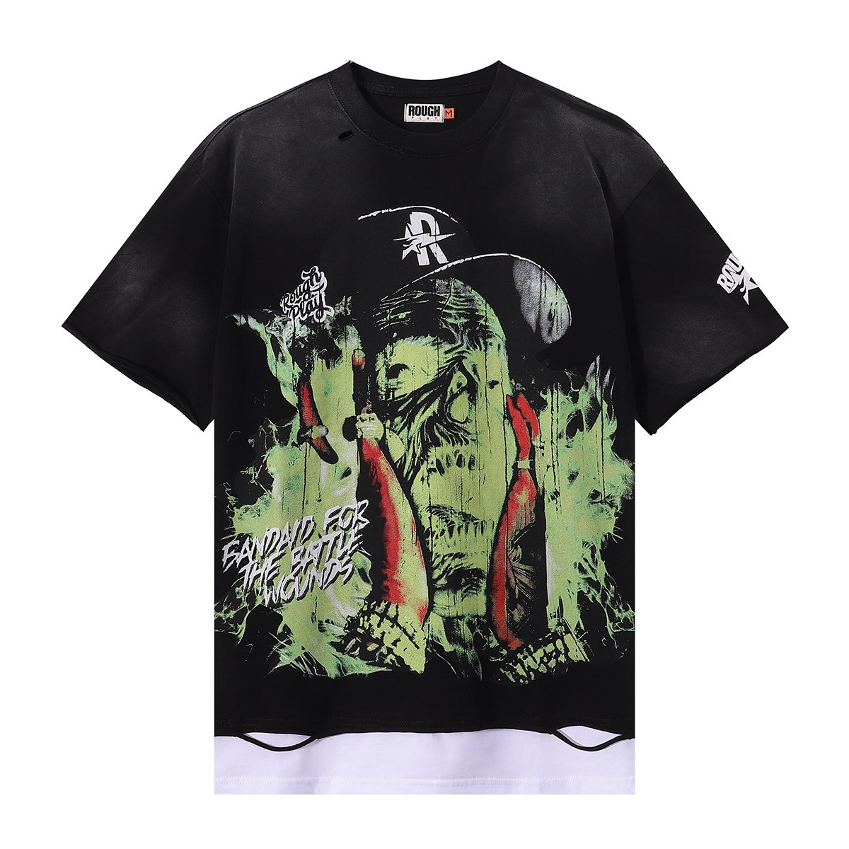 Rough Play Skeleton Graphic Distressed T-Shirt — hero