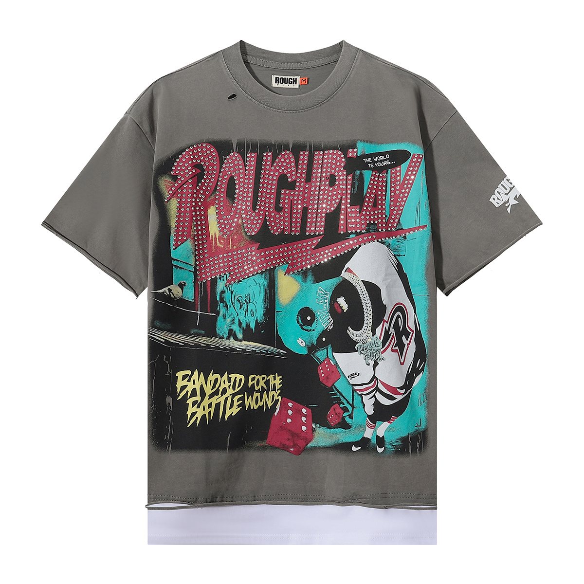 Rough Play Green Mask Dice Rhinestone Graphic T-Shirt — hero