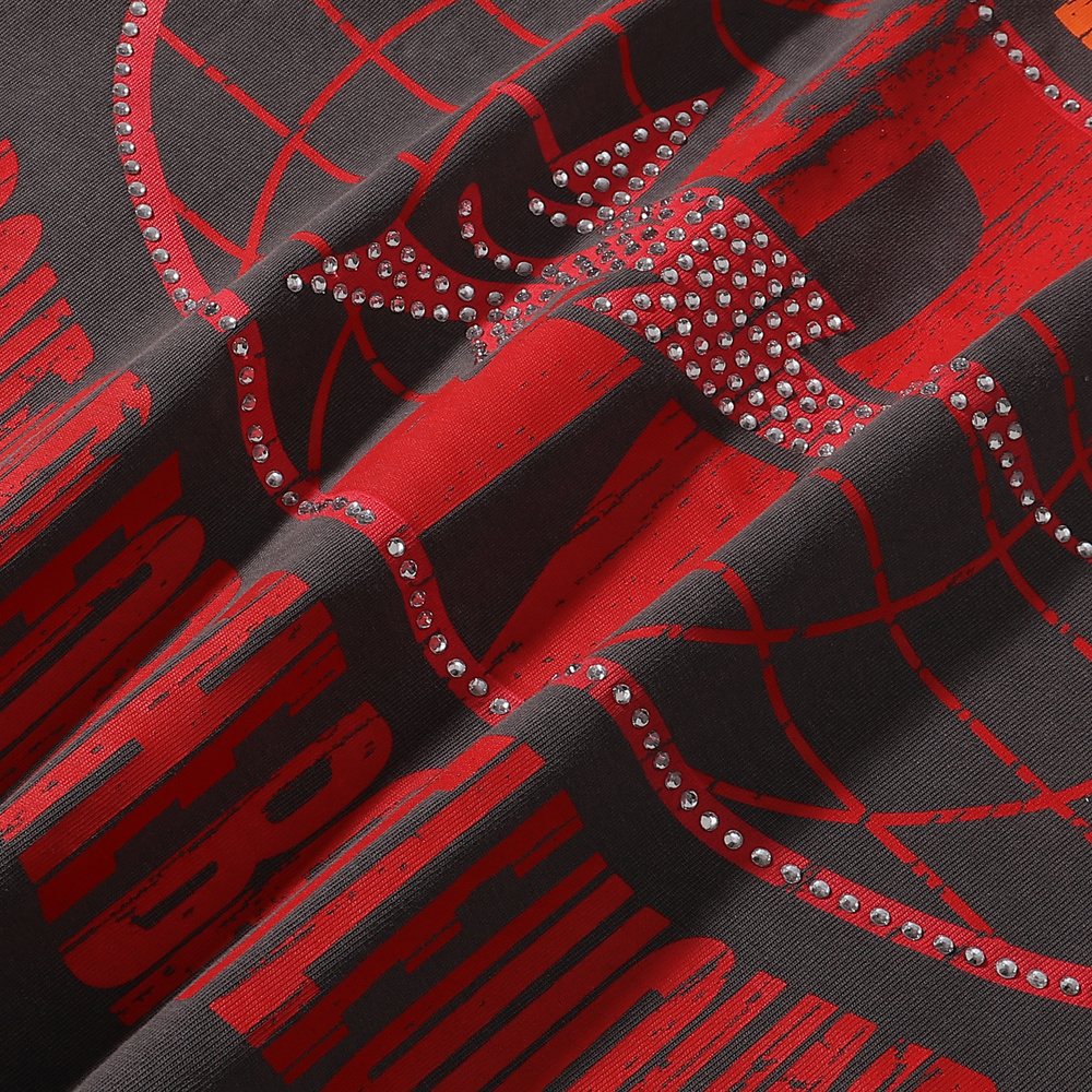 Rough Play Bunny Car Rhinestone Distressed T-Shirt — detail