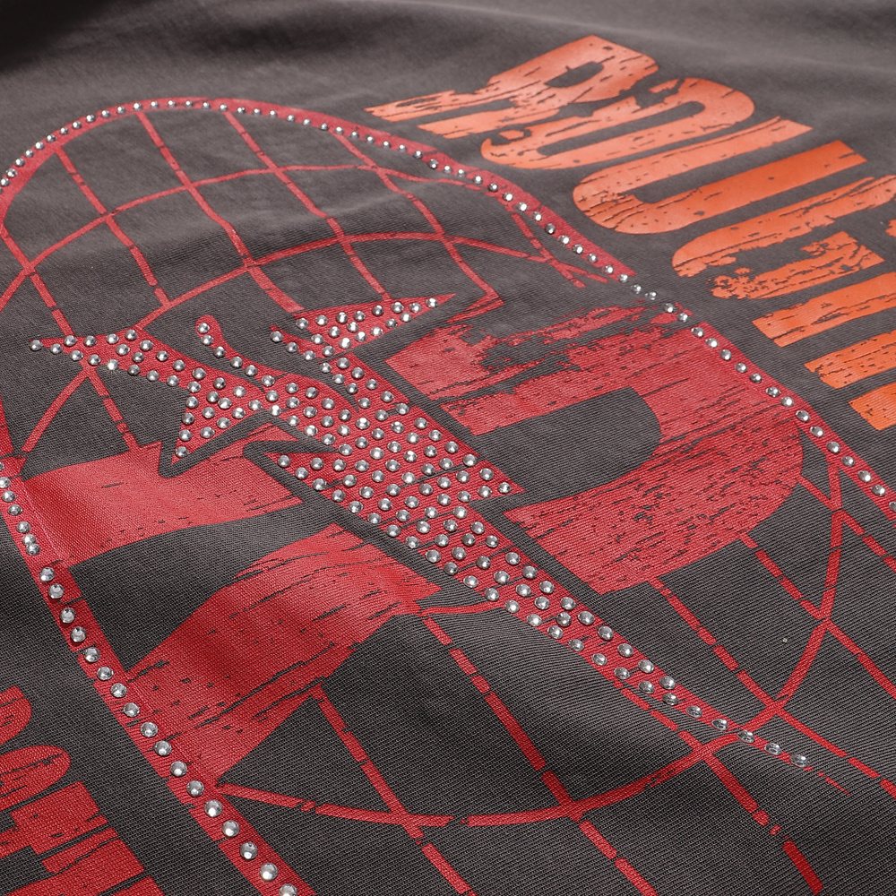 Rough Play Bunny Car Rhinestone Distressed T-Shirt — detail
