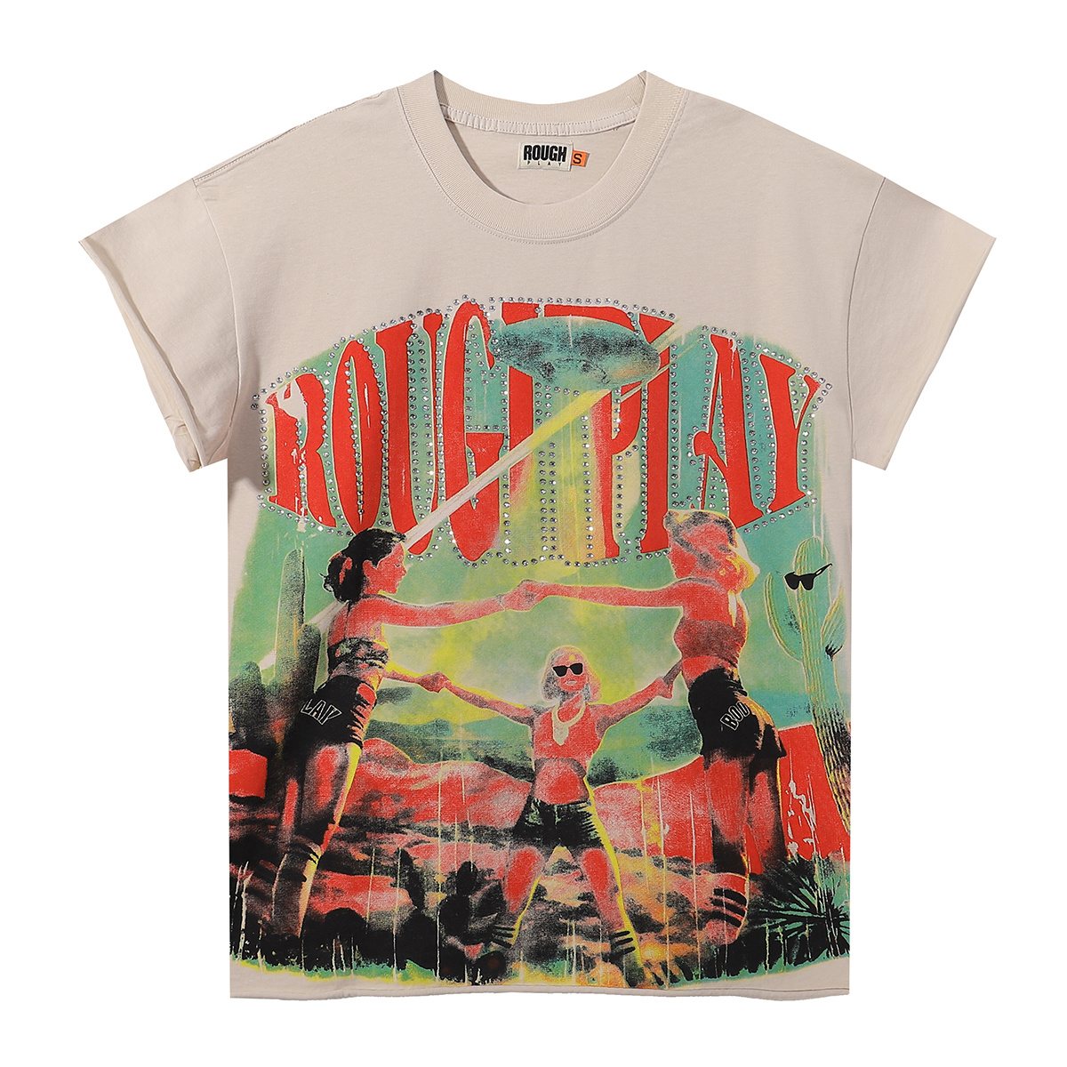 Rough Play Desert Cactus Rhinestone Graphic T-Shirt — hero