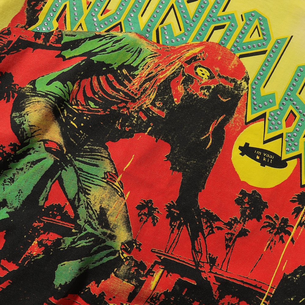 Rough Play Skate Skeleton Yellow Graphic T-Shirt — detail