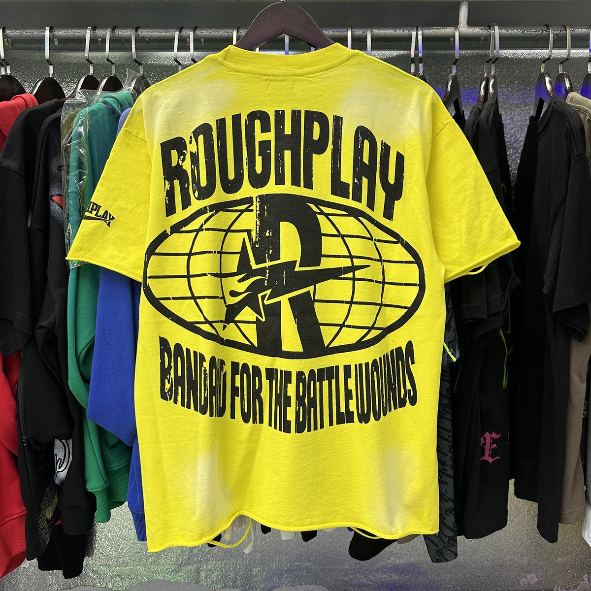 Rough Play Skate Skeleton Yellow Graphic T-Shirt — context
