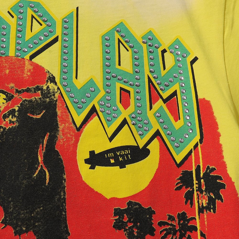 Rough Play Skate Skeleton Yellow Graphic T-Shirt — detail