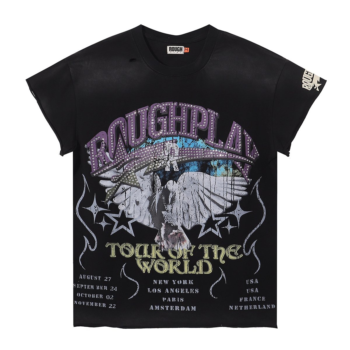 Rough Play World Tour Rhinestone Washed Sleeveless T-Shirt — hero