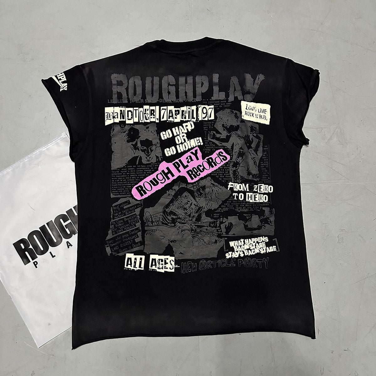 Rough Play World Tour Rhinestone Washed Sleeveless T-Shirt — context