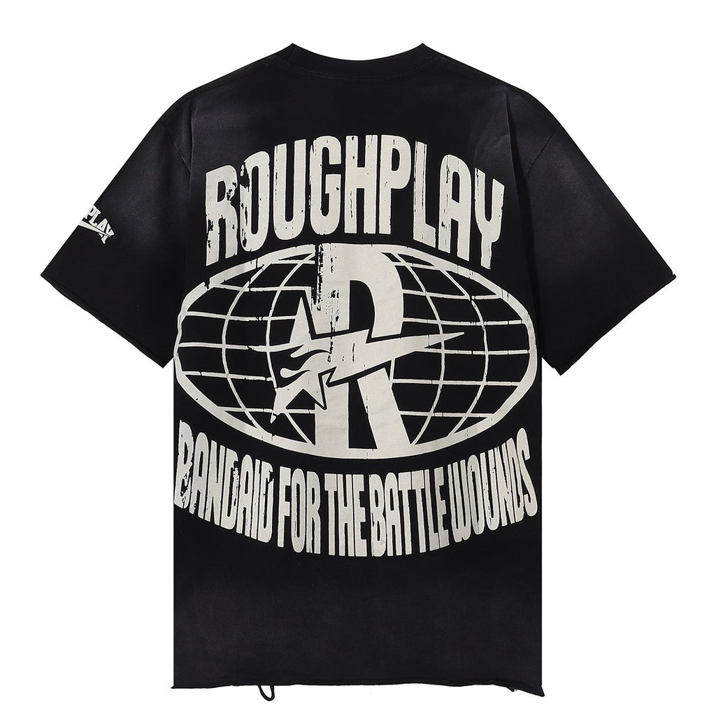 Rough Play Jesus Graphic Distressed Washed T-Shirt — back