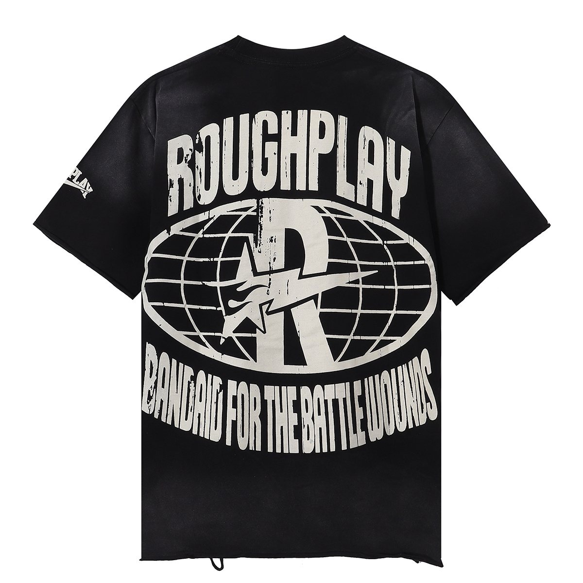 Rough Play Jesus Graphic Distressed Washed T-Shirt — back