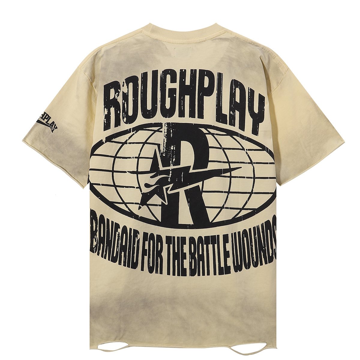 Rough Play Jesus Graphic Distressed Washed T-Shirt — back