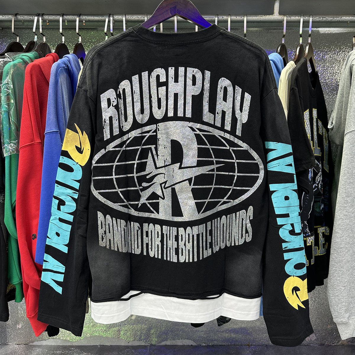 Rough Play Flyers Graphic Long-Sleeve T-Shirt — context