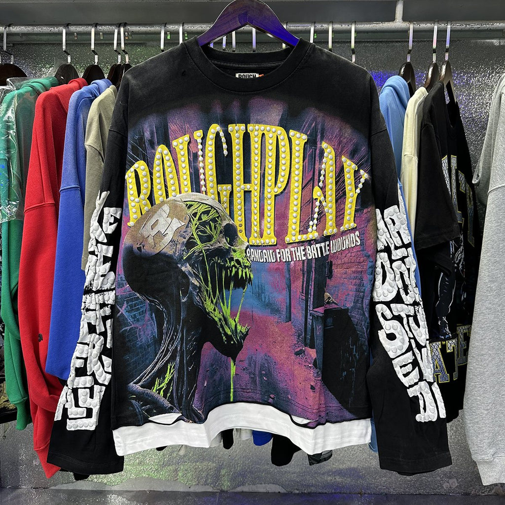 Rough Play Slime Skull Graphic Long-Sleeve T-Shirt — context