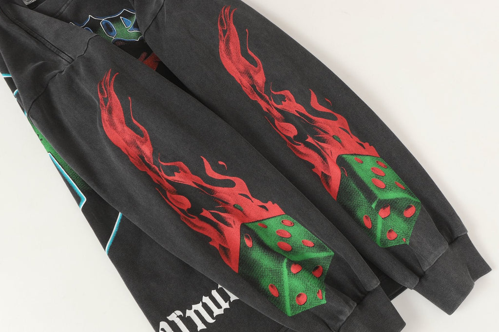 Godspeed Washed Black Casino Skull Long-Sleeve T-Shirt — detail
