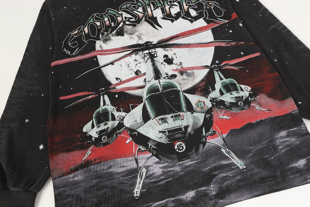 Godspeed Washed Black Rock Graphic Long-Sleeve T-Shirt — detail