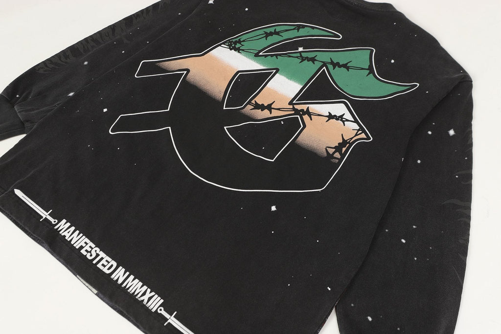 Godspeed Washed Black Rock Graphic Long-Sleeve T-Shirt — detail
