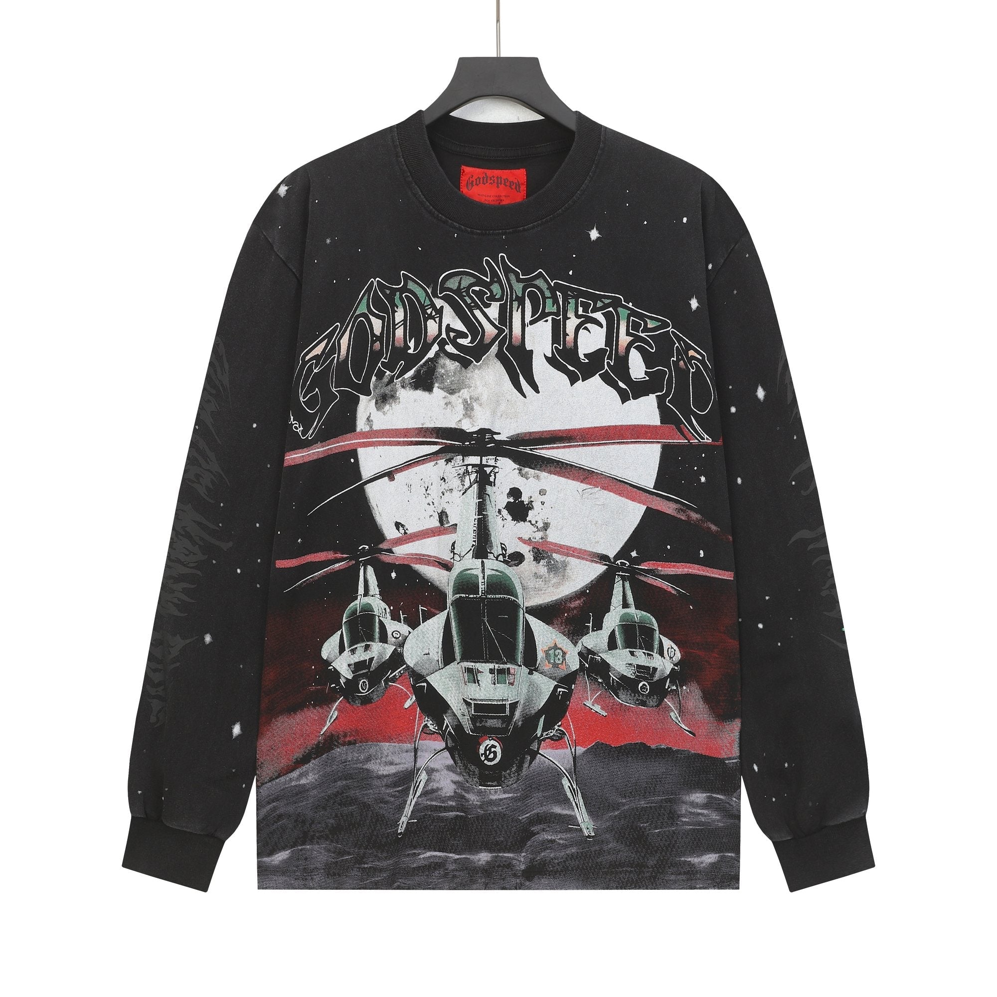Godspeed Washed Black Rock Graphic Long-Sleeve T-Shirt — hero