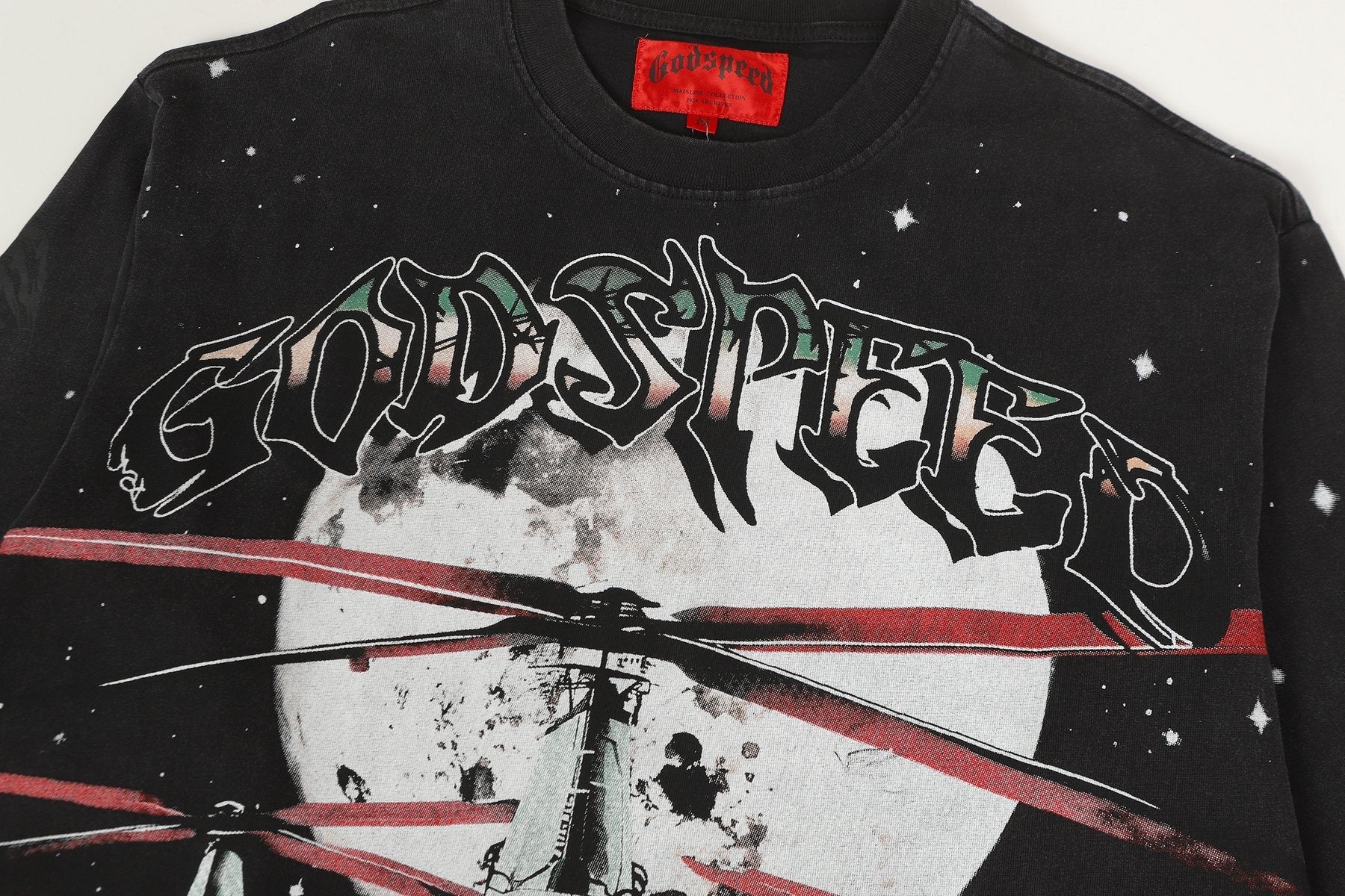 Godspeed Washed Black Rock Graphic Long-Sleeve T-Shirt — detail