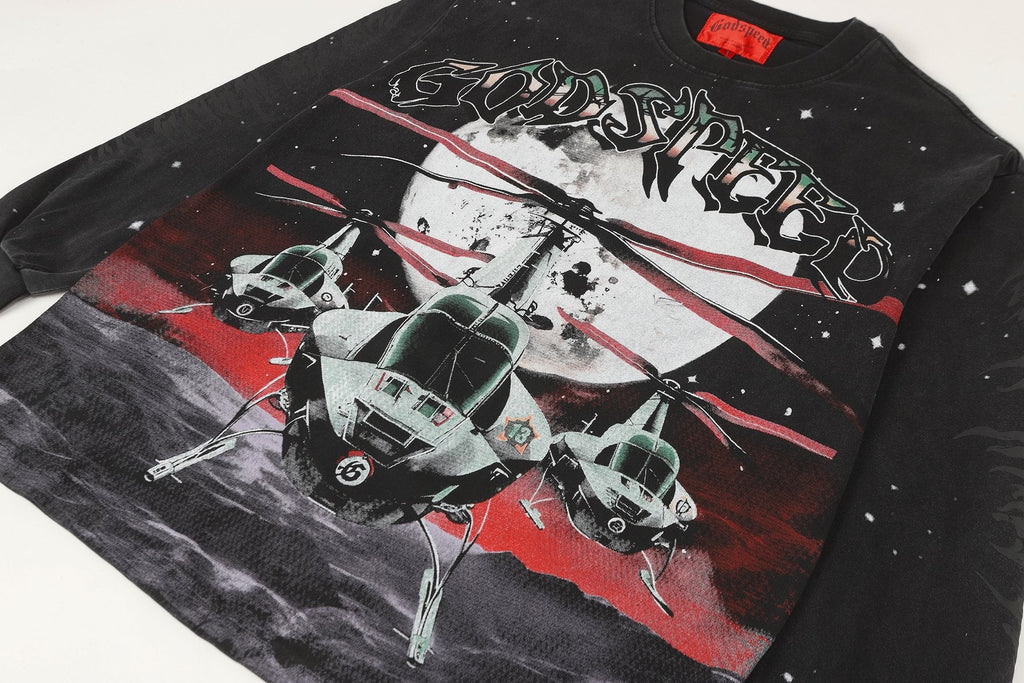 Godspeed Washed Black Rock Graphic Long-Sleeve T-Shirt — detail