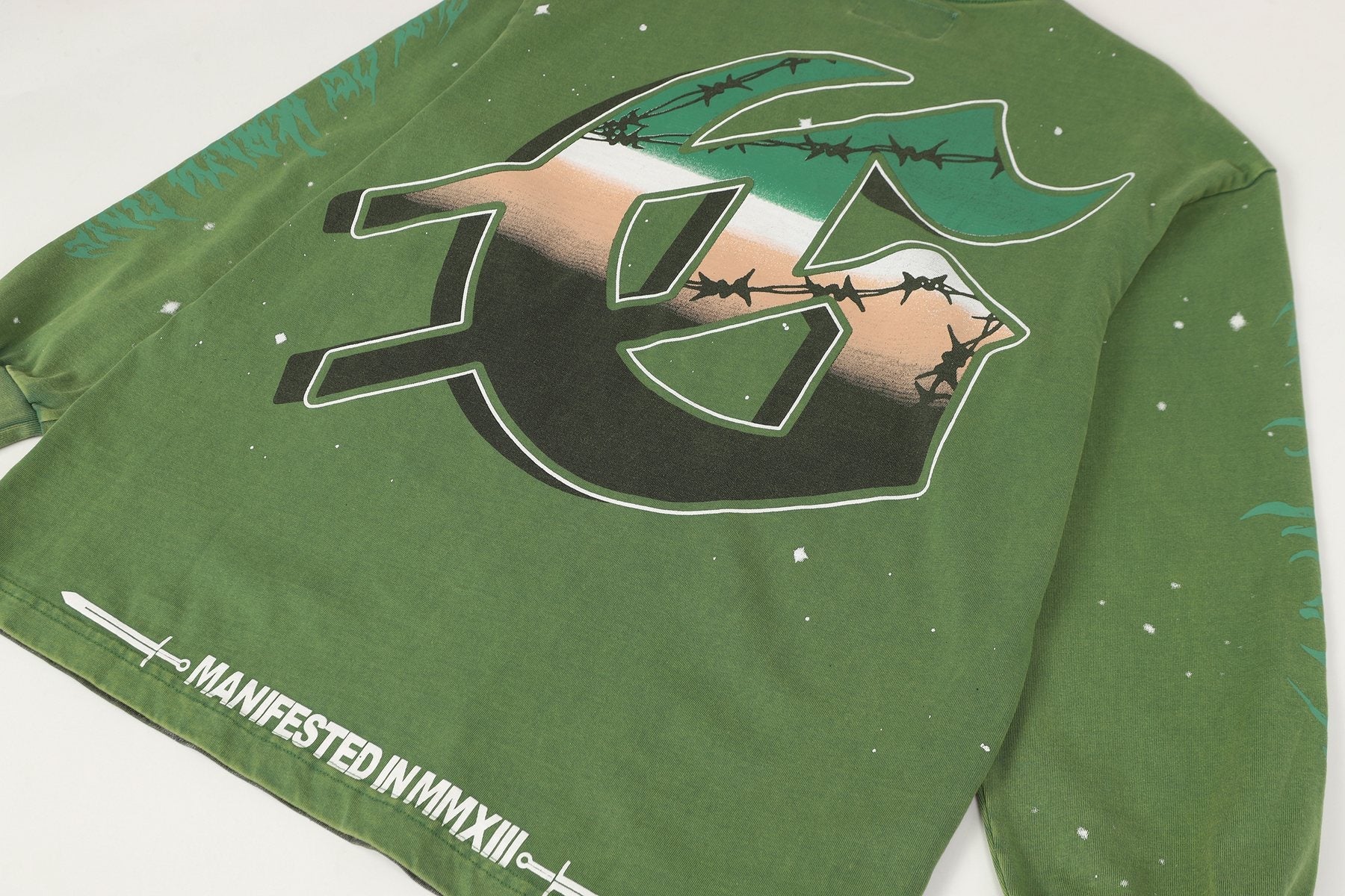 Godspeed Washed Olive Aircraft Graphic Long-Sleeve T-Shirt — detail
