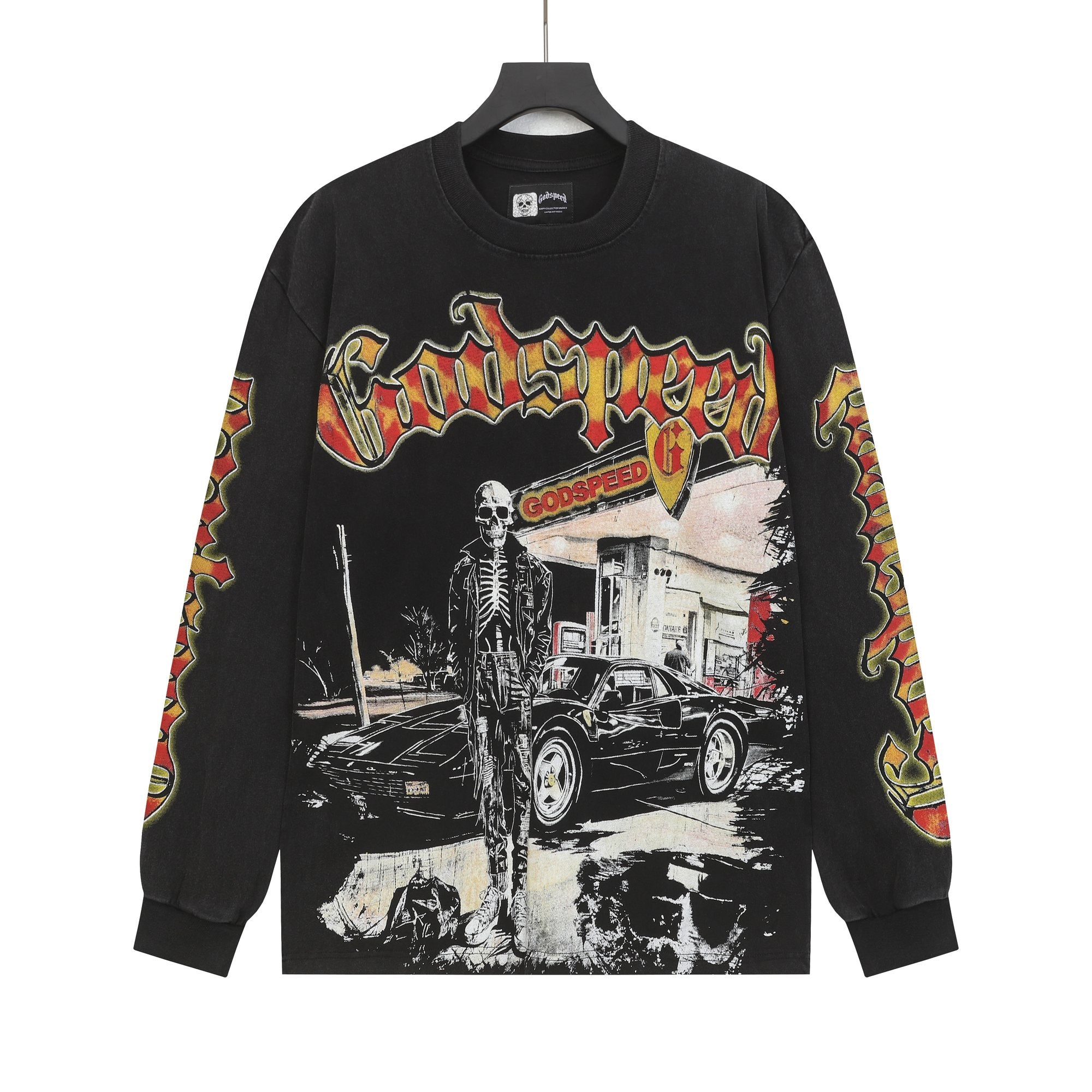 Godspeed Washed Black Rock Graphic Long-Sleeve T-Shirt — hero