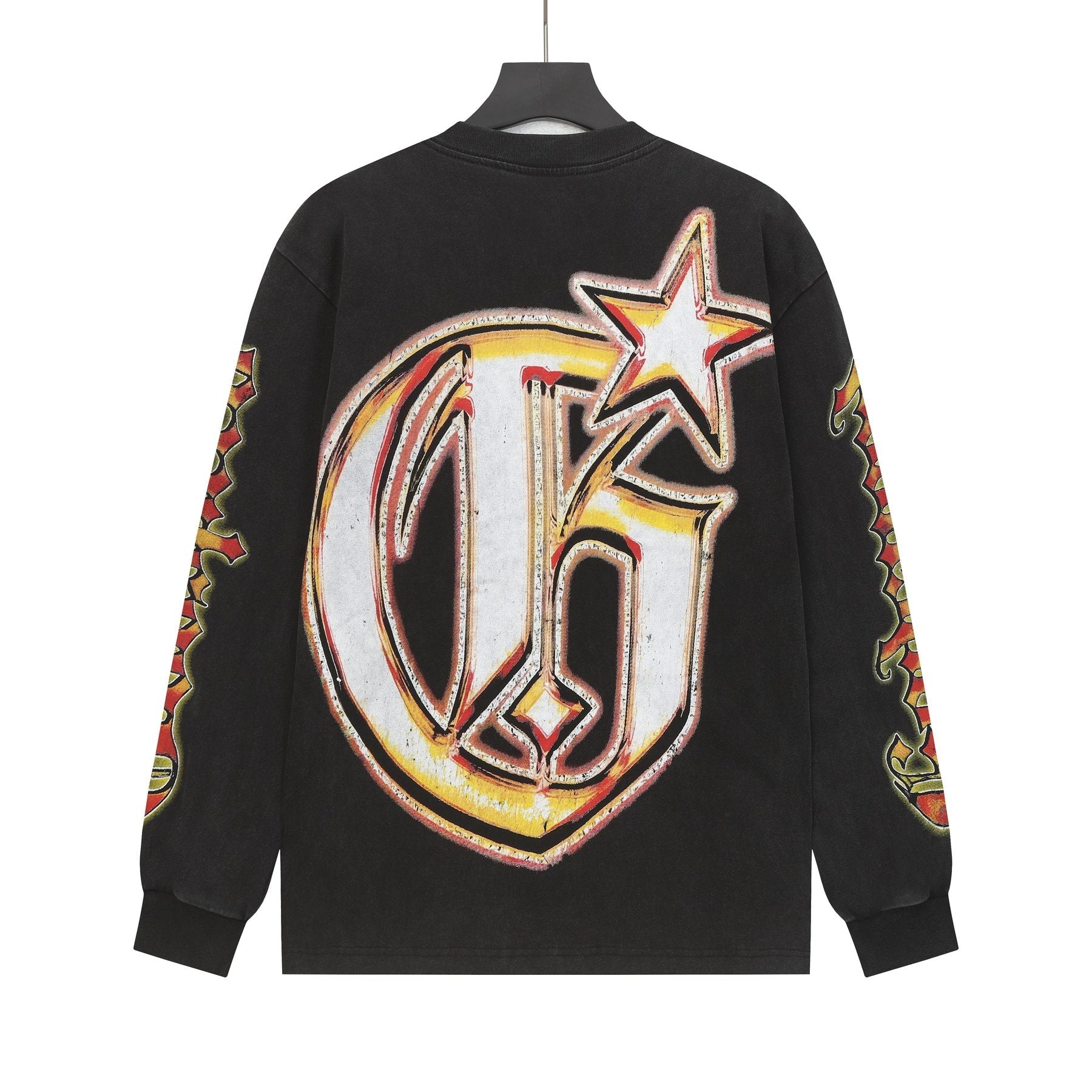 Godspeed Washed Black Rock Graphic Long-Sleeve T-Shirt — back