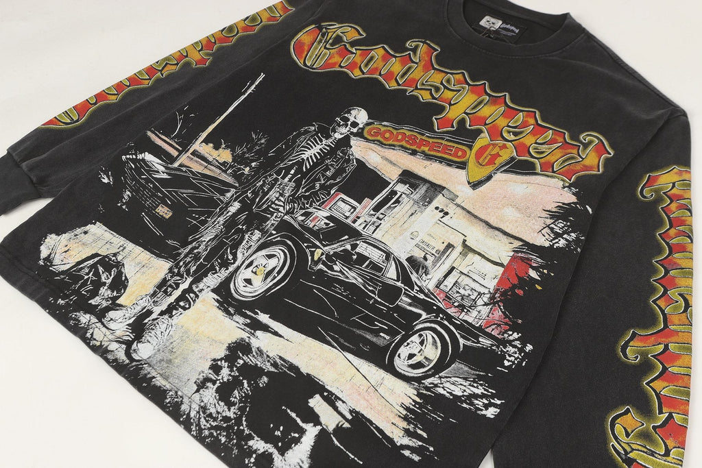 Godspeed Washed Black Rock Graphic Long-Sleeve T-Shirt — detail