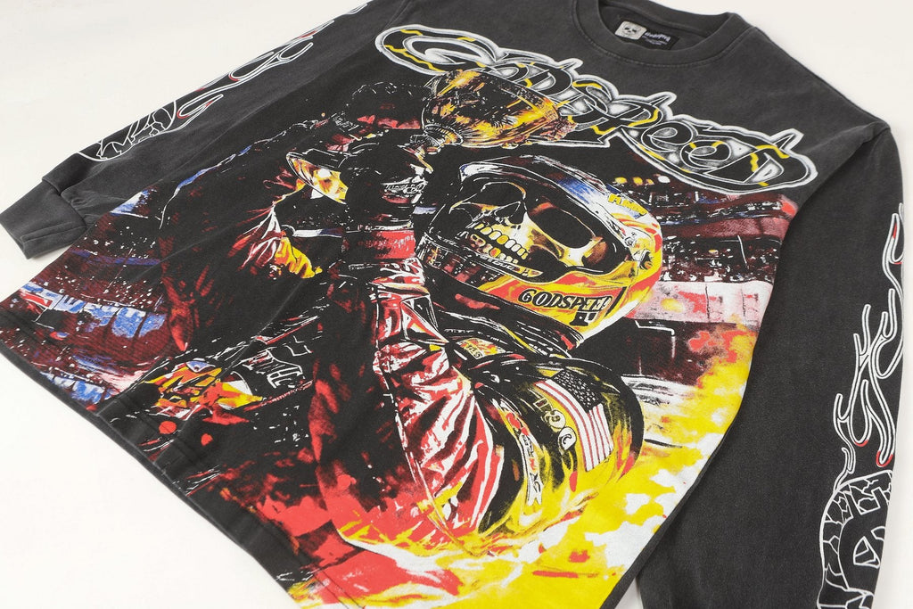 Godspeed Racing Skull Graphic Long-Sleeve T-Shirt — detail