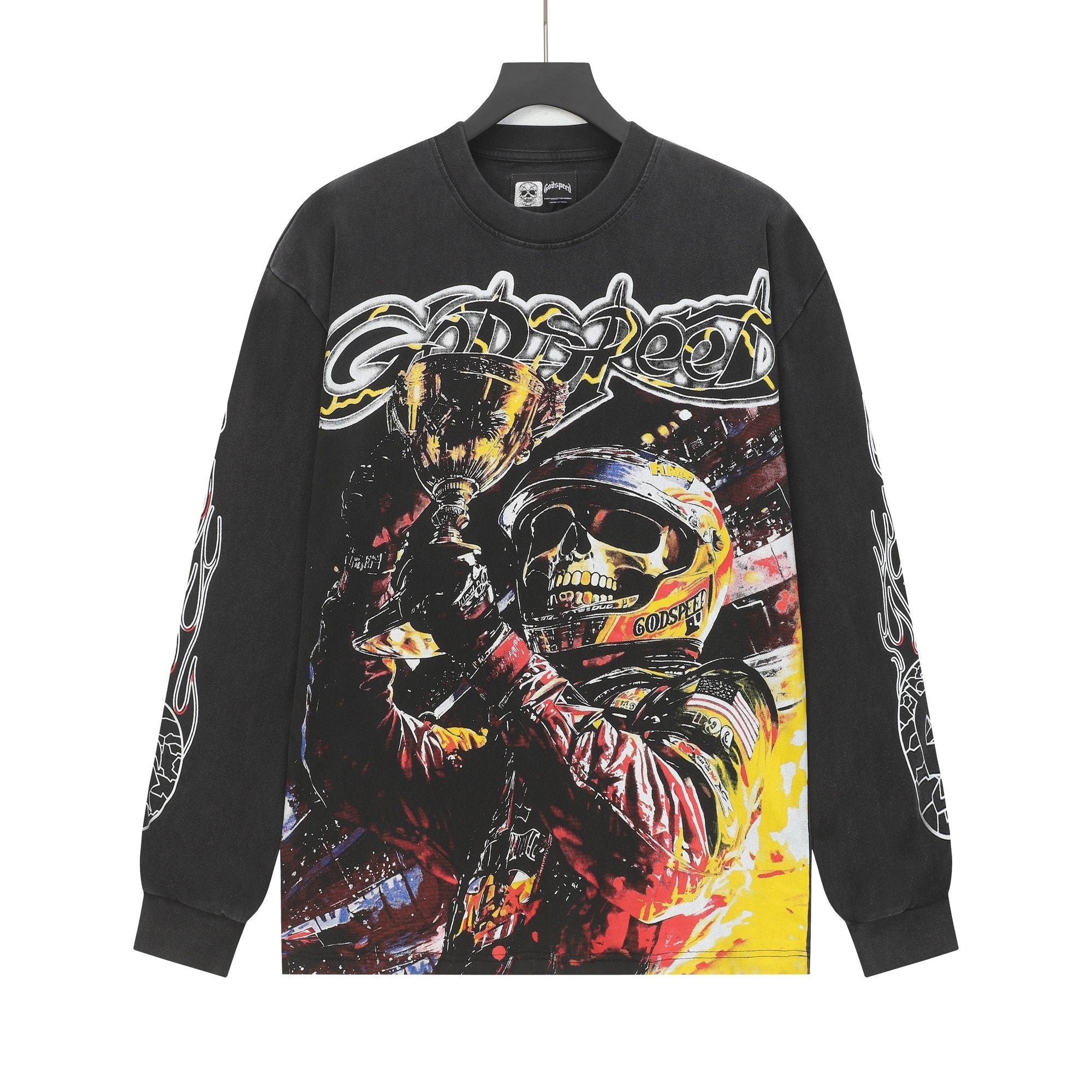 Godspeed Racing Skull Graphic Long-Sleeve T-Shirt — hero