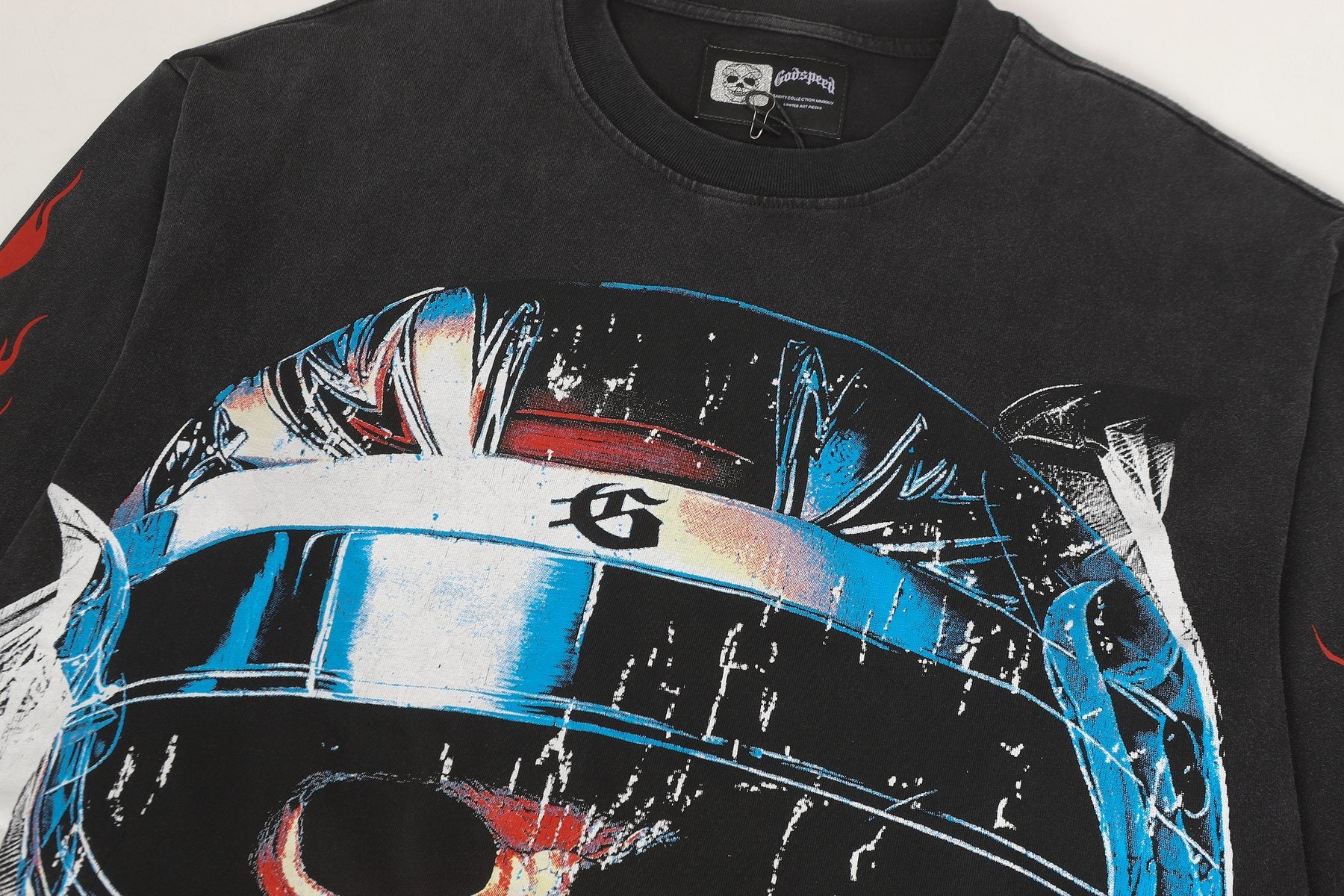 Godspeed Washed Black Rock Graphic Long-Sleeve T-Shirt — detail