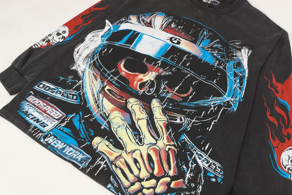 Godspeed Washed Black Rock Graphic Long-Sleeve T-Shirt — detail