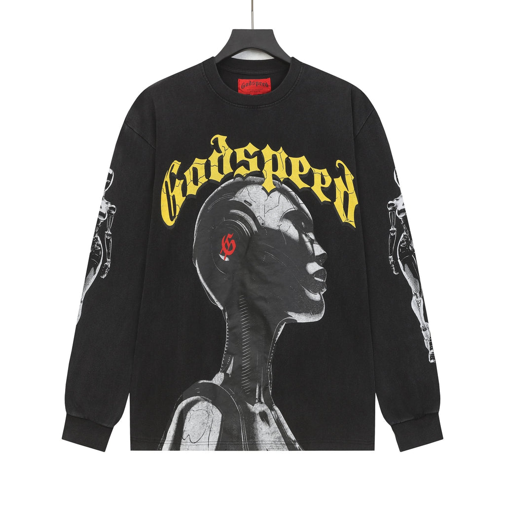 Godspeed Washed Black Rock Graphic Long-Sleeve T-Shirt — hero