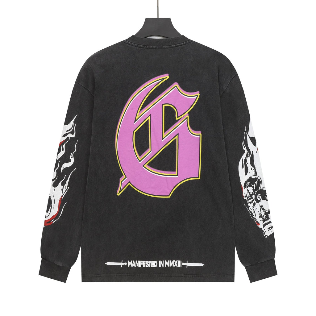 Godspeed Skeleton Graphic Washed Black Long-Sleeve T-Shirt — back