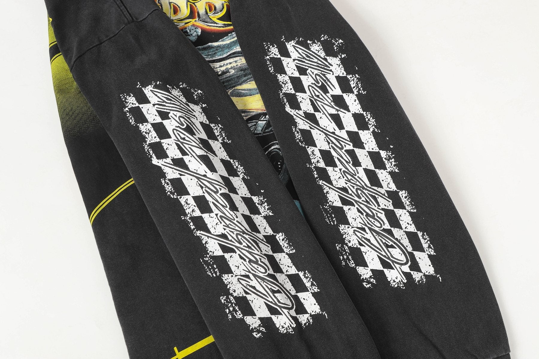 Godspeed Washed Black Racing Skull Long-Sleeve T-Shirt — detail