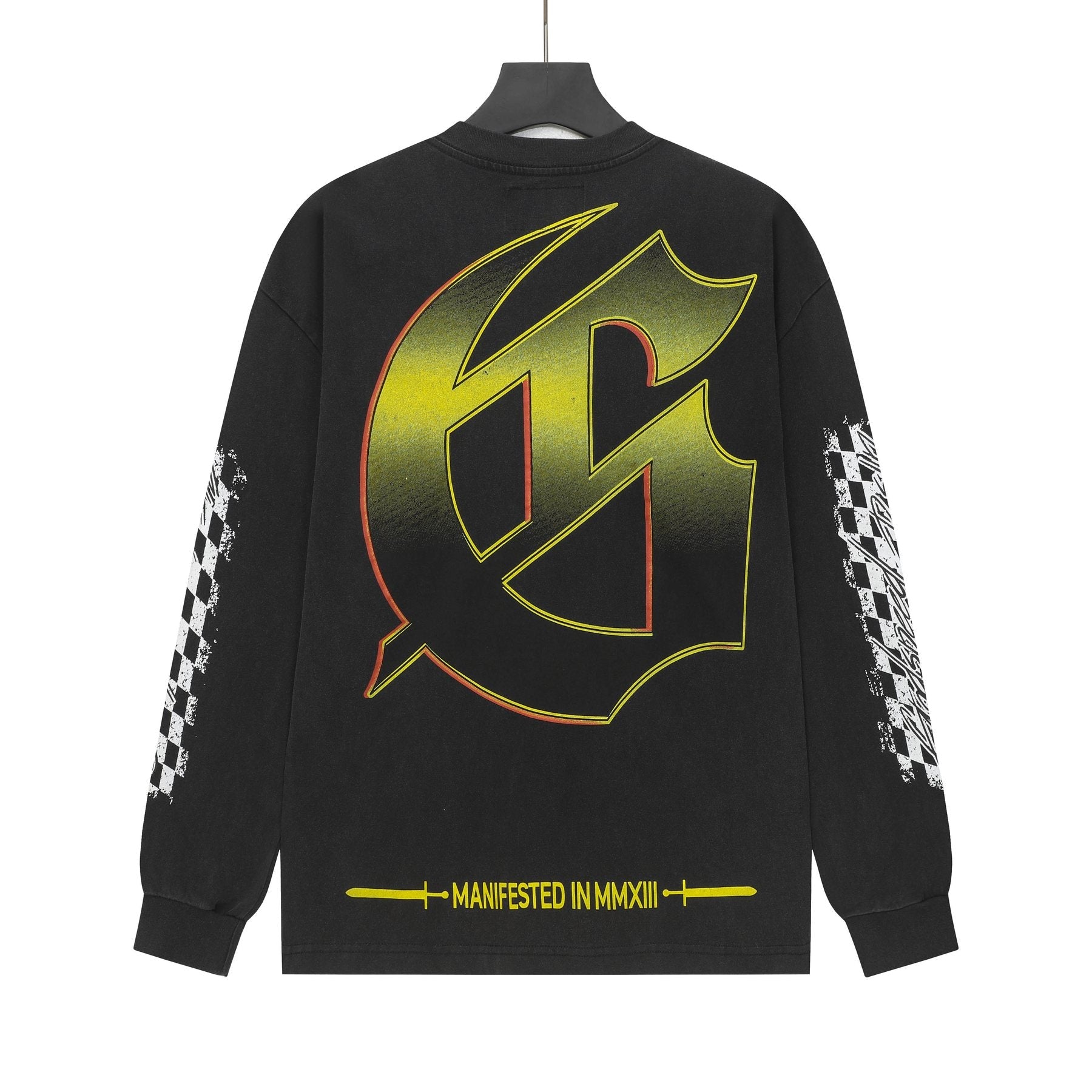 Godspeed Washed Black Racing Skull Long-Sleeve T-Shirt — back