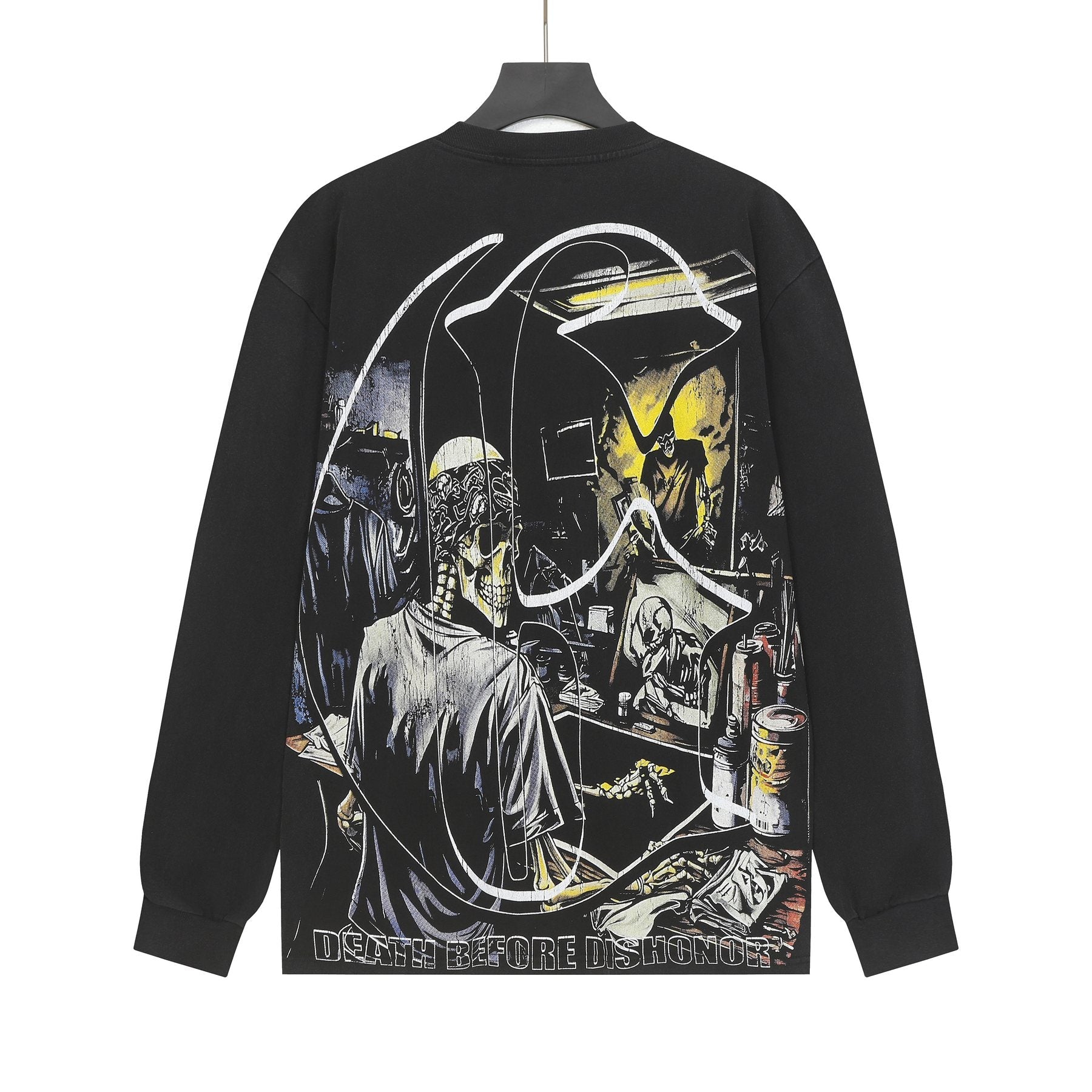 Godspeed Washed Black Rock Graphic Long-Sleeve T-Shirt — back