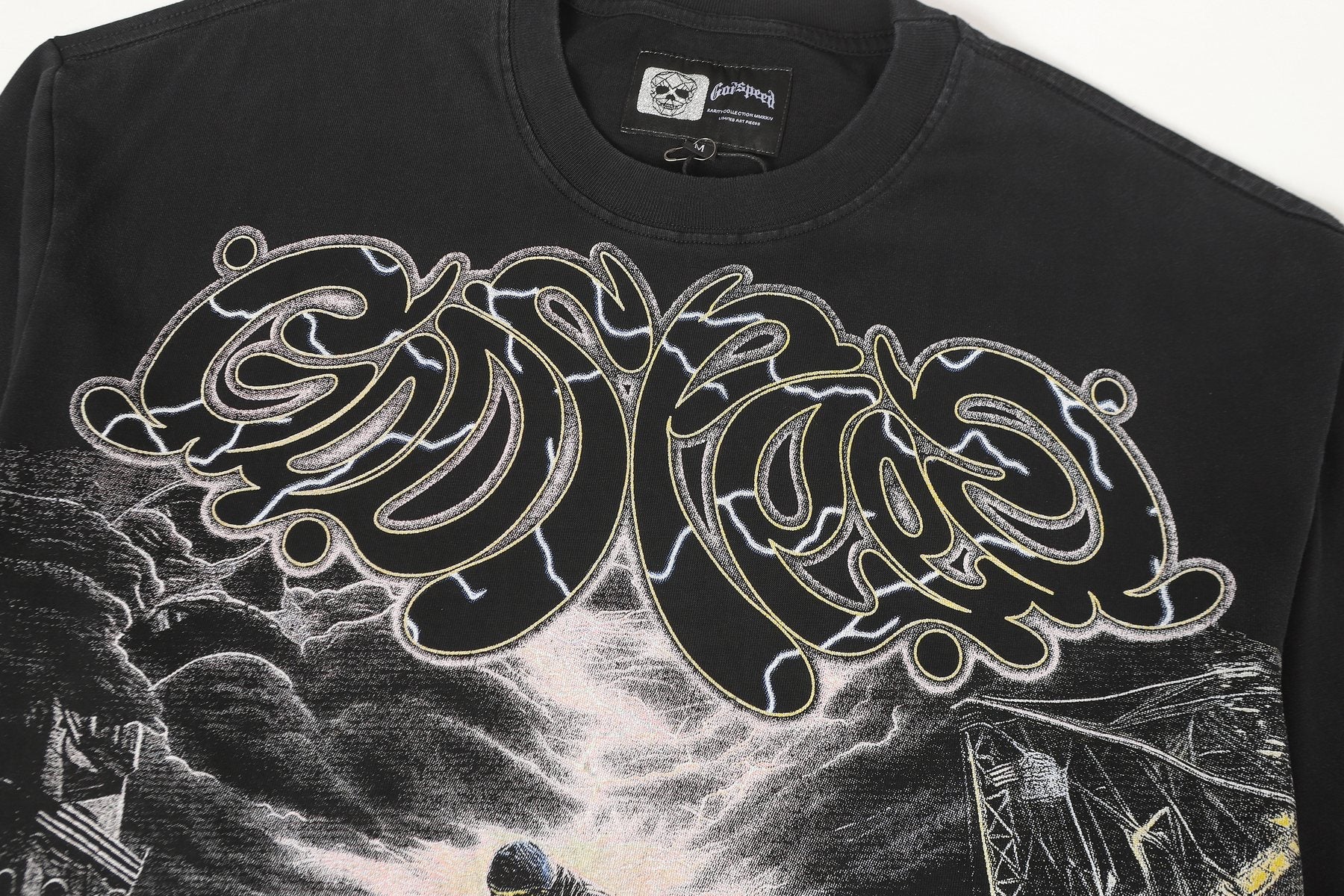 Godspeed Washed Black Rock Graphic Long-Sleeve T-Shirt — detail