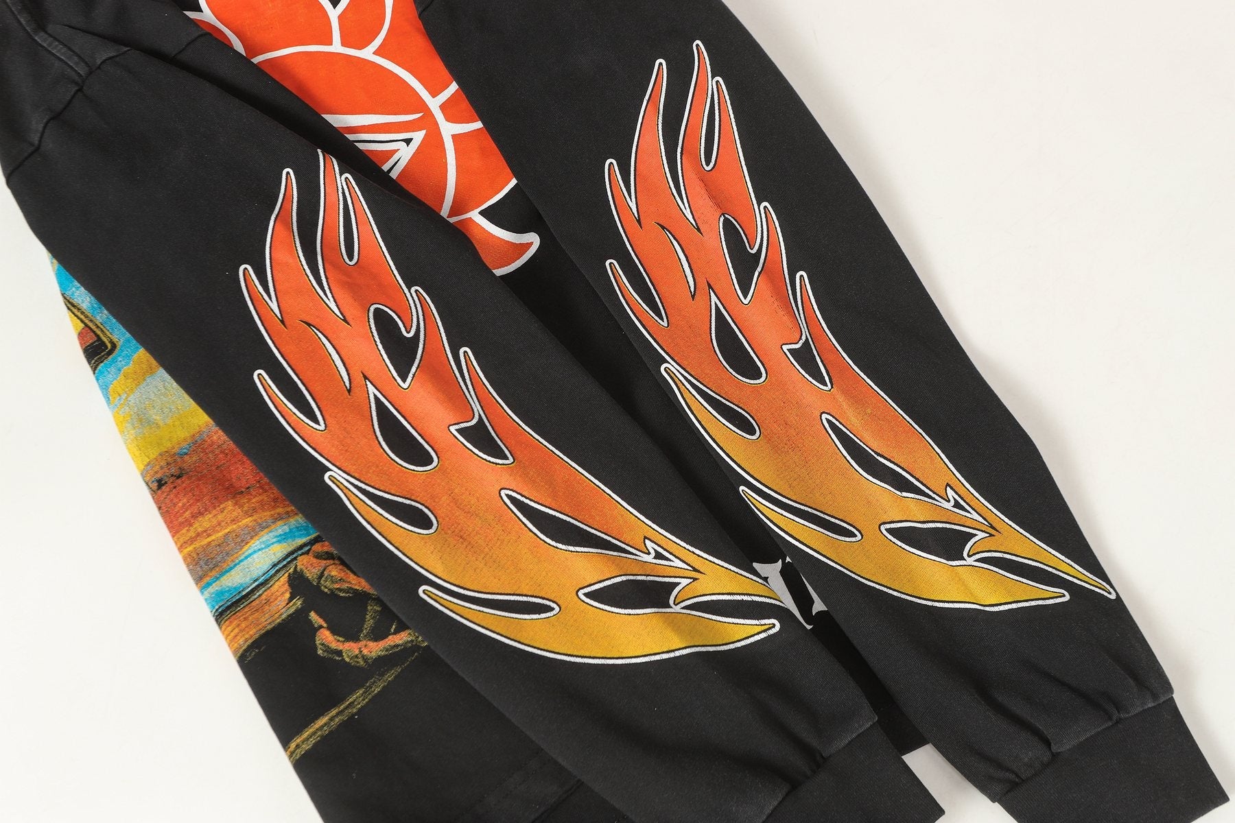 Godspeed Washed Black Flame Graphic Long-Sleeve T-Shirt — detail