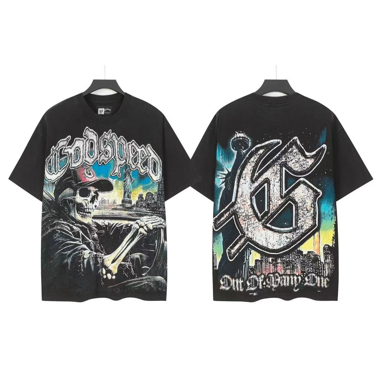 Godspeed Skeleton City Graphic T-Shirt — front