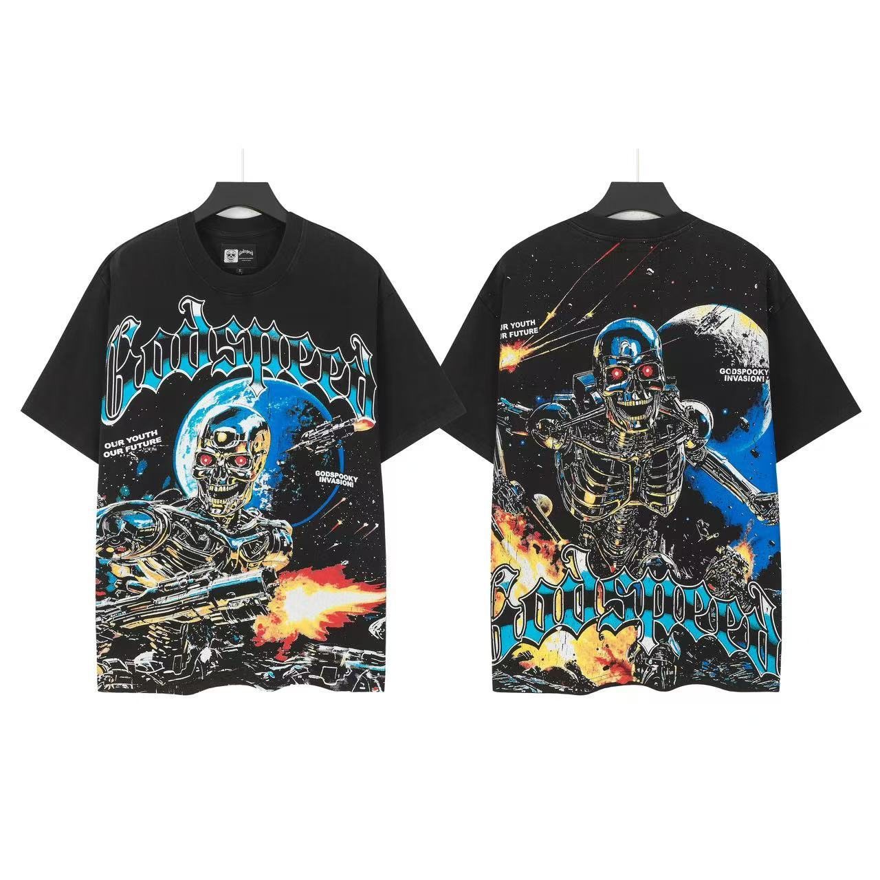 Godspeed Cyber Skeleton Graphic T-Shirt — front
