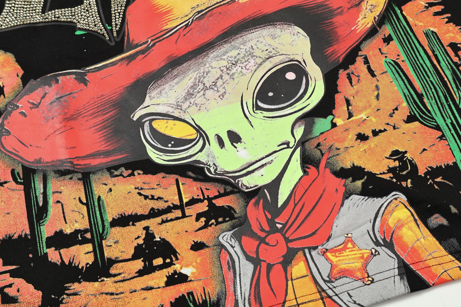 MIXED EMOTION Alien Cowboy Graphic T-Shirt — detail